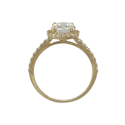 9ct Gold & Cubic Zirconia Halo Ring