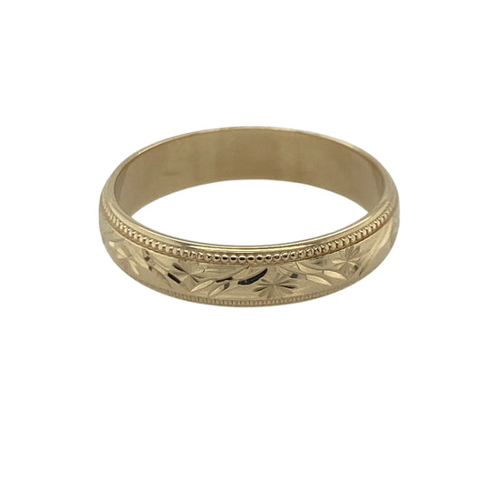 9ct Gold Patterned Band Ring