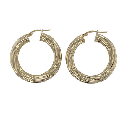 9ct Gold Twisted Hoop Creole Earrings