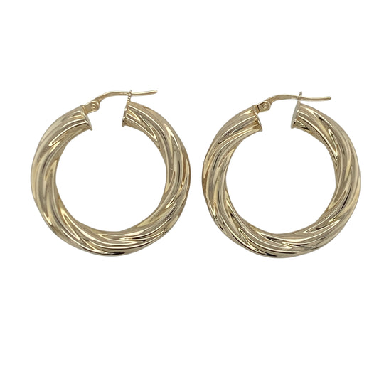9ct Gold Twisted Hoop Creole Earrings