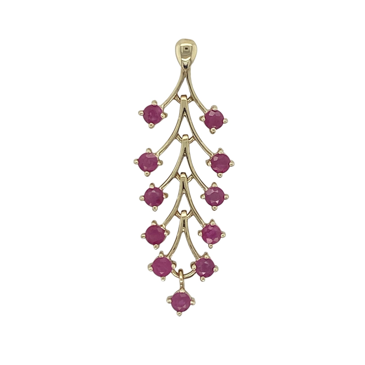 9ct Gold & Ruby Branch Style Pendant