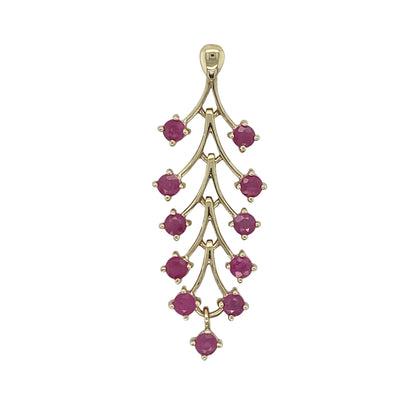 9ct Gold & Ruby Branch Style Pendant