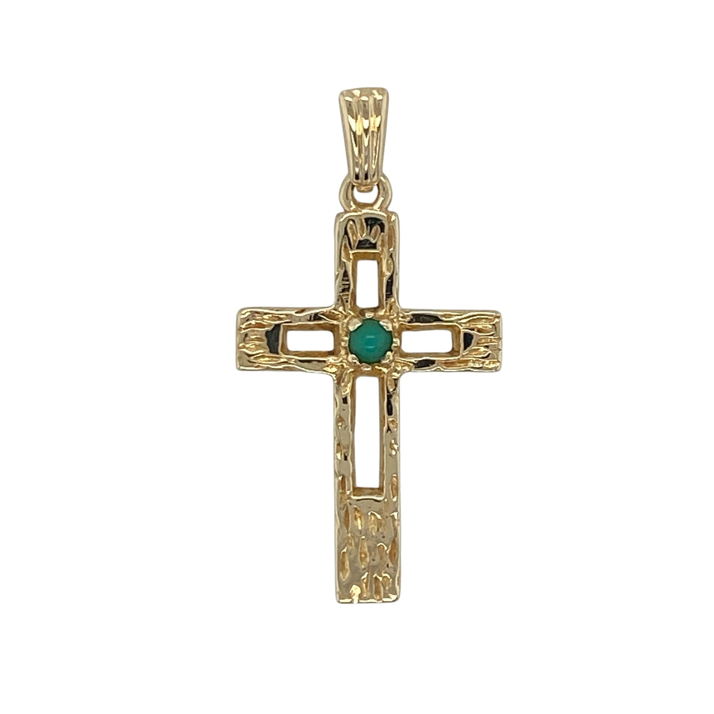 9ct Gold & Turquoise Cross Pendant