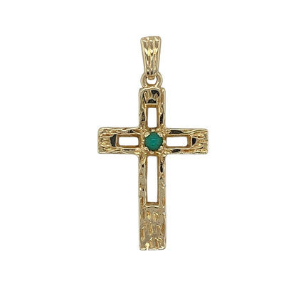 9ct Gold & Turquoise Cross Pendant