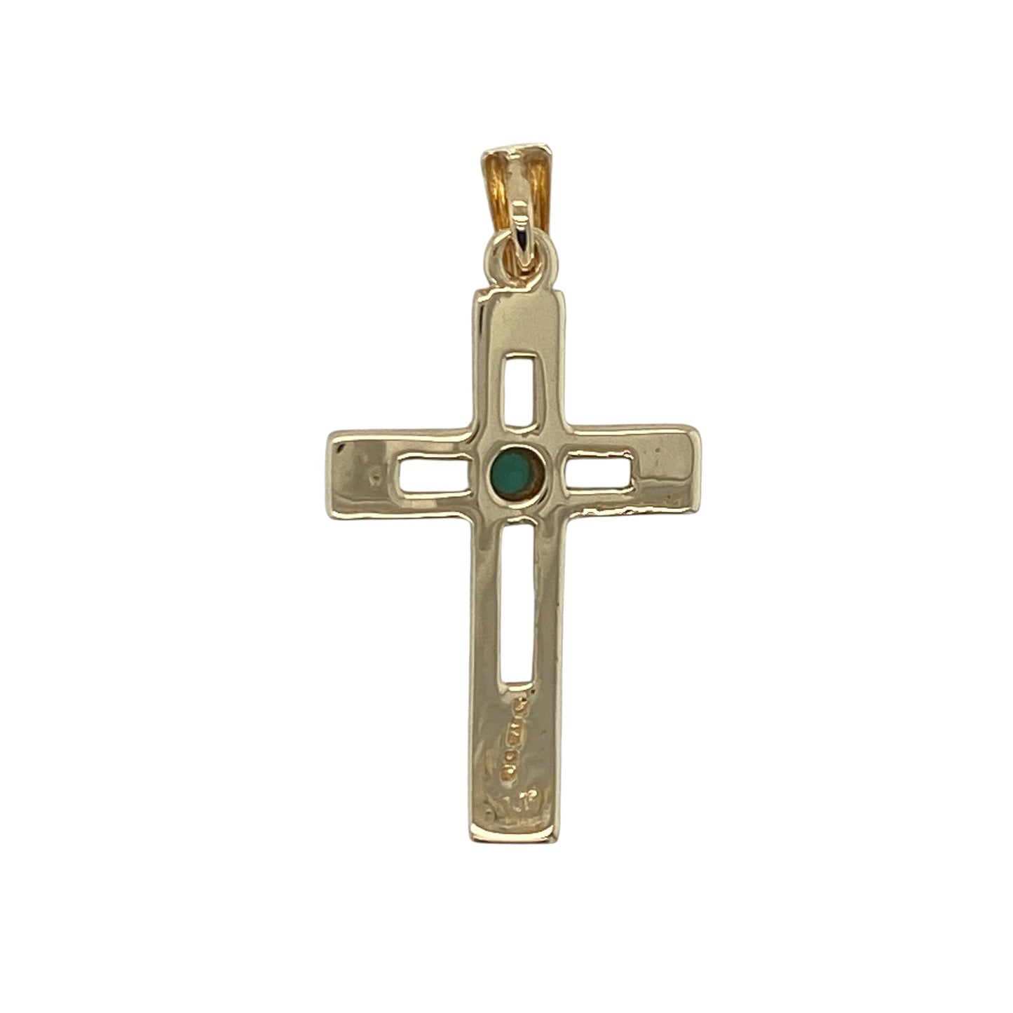 Add a touch of vibrant colour and meaningful style to your jewellery collection with this pre-owned 9ct yellow gold turquoise-coloured stone set cross pendant, featuring a timeless faith-inspired design with elegant gemstone detail—perfect for gifting, special occasions, or everyday wear.

Design: The pendant features a classic cross design accented with a turquoise-coloured stone measuring approximately 3mm in diameter, creating a striking focal point and adding a beautiful pop of colour to the piece.