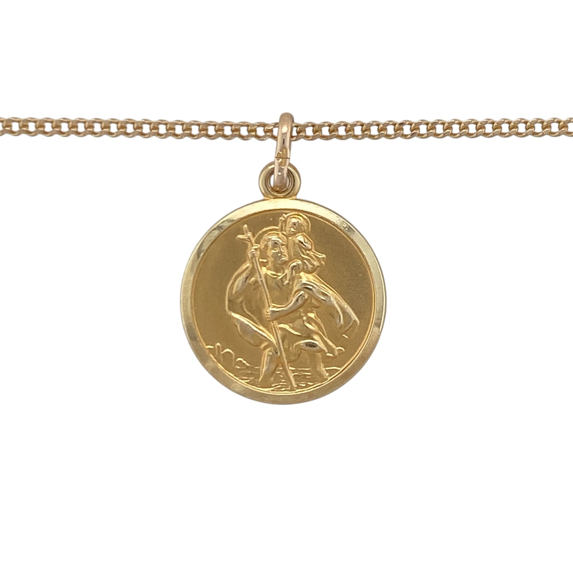 Add meaningful symbolism and timeless style to your jewellery collection with this pre-owned 9ct yellow gold St Christopher pendant necklace, featuring a classic travel-inspired design with enduring everyday appeal—perfect for gifting, travellers, or personal wear.

Design: The necklace features a traditional round St Christopher pendant measuring approximately 2.7cm in length including the bail.