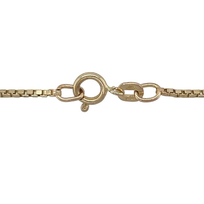 Add timeless elegance to your jewellery collection with this pre-owned 9ct yellow gold box chain, featuring a sleek and durable design with versatile everyday appeal—perfect for wearing alone, pairing with a favourite pendant, or layering with other necklaces.

Design: The chain features classic box links measuring approximately 1mm wide, creating a smooth and sophisticated appearance with clean lines and subtle light-catching detail.