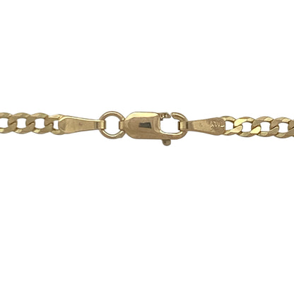 Add timeless style and everyday versatility to your jewellery collection with this pre-owned 9ct yellow gold curb chain, featuring a classic link design with enduring appeal—perfect for wearing alone, pairing with a favourite pendant, or layering with other necklaces.

Design: The chain features traditional curb links measuring approximately 2mm wide, creating a sleek and elegant appearance with a polished finish that catches the light beautifully.