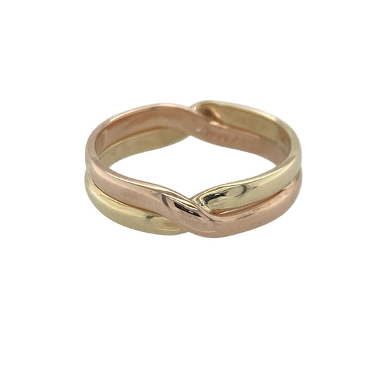 9ct Gold Cymru Gold Double Band Twist Ring