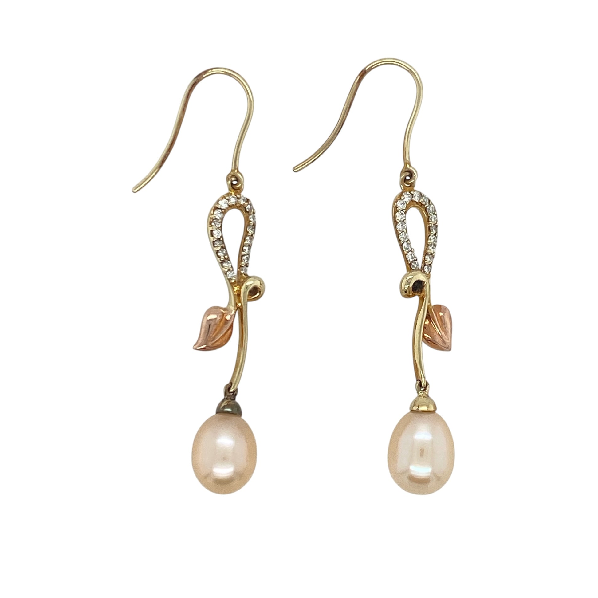 9ct Gold Diamond & Pearl Clogau Tree of Life Drop Earrings