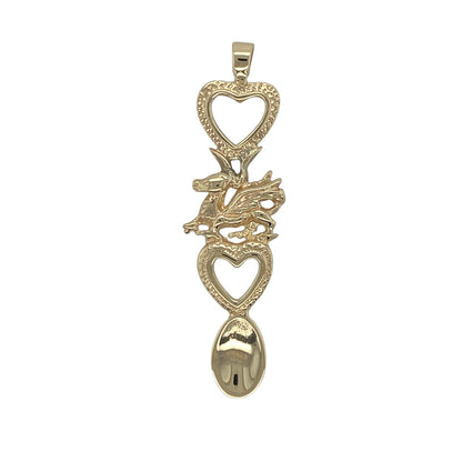 9ct Gold Welsh Dragon Heart Lovespoon Pendant