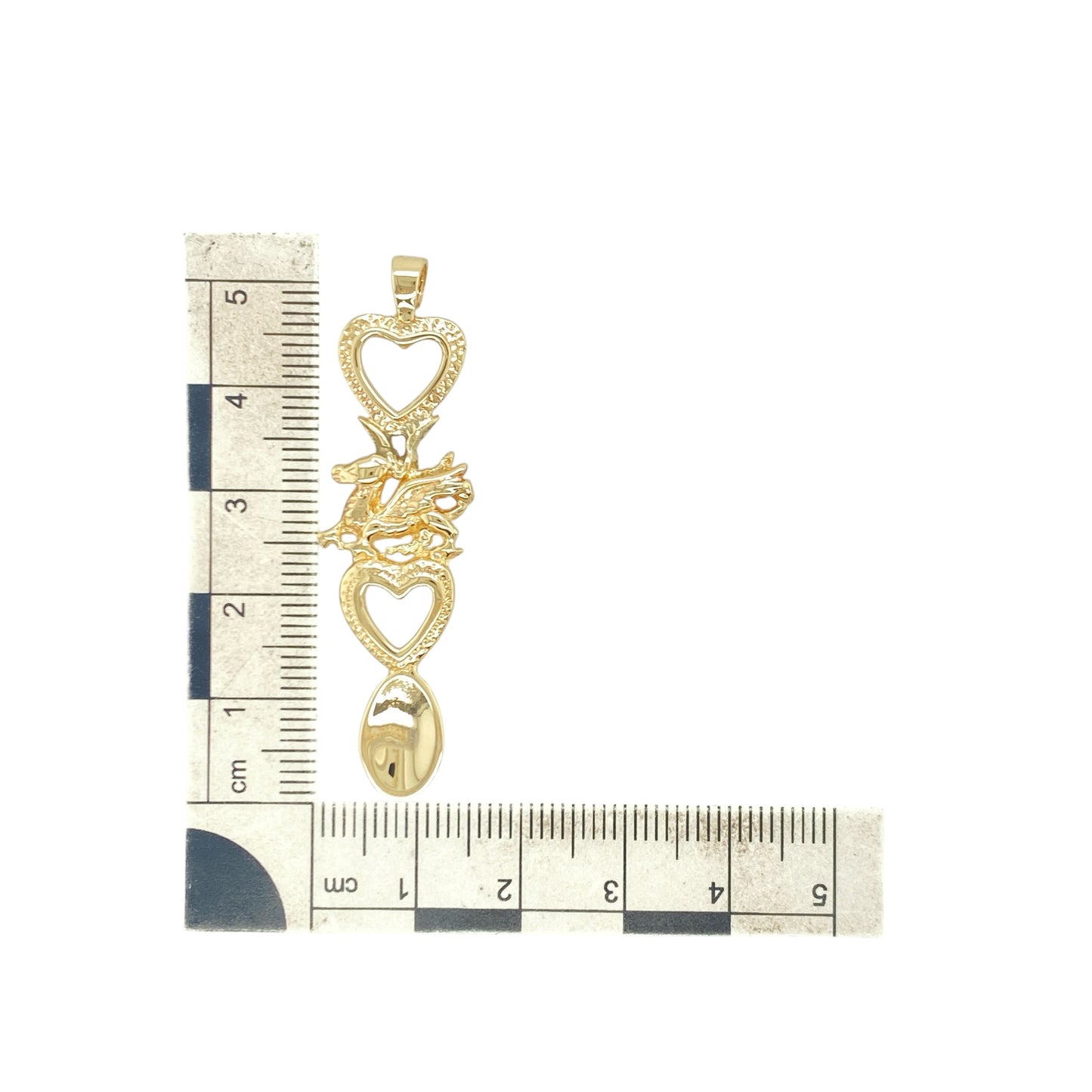 9ct Gold Welsh Dragon Heart Lovespoon Pendant