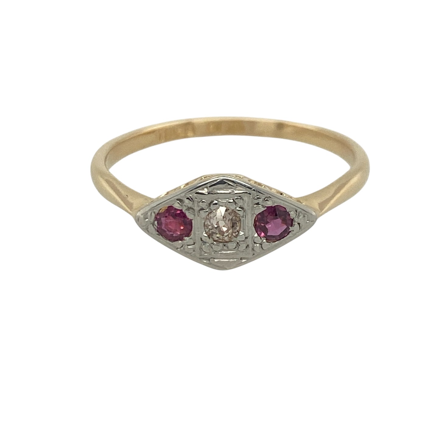 18ct Gold & Platinum Diamond & Ruby Vintage Ring