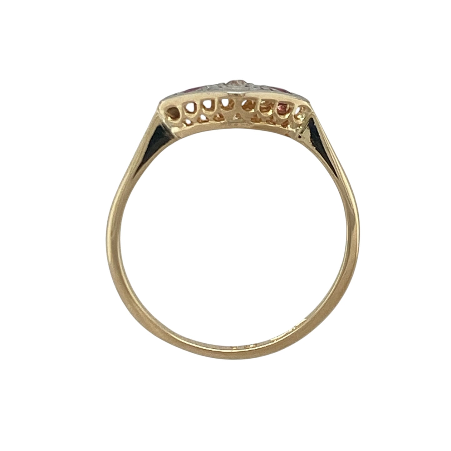 18ct Gold & Platinum Diamond & Ruby Vintage Ring