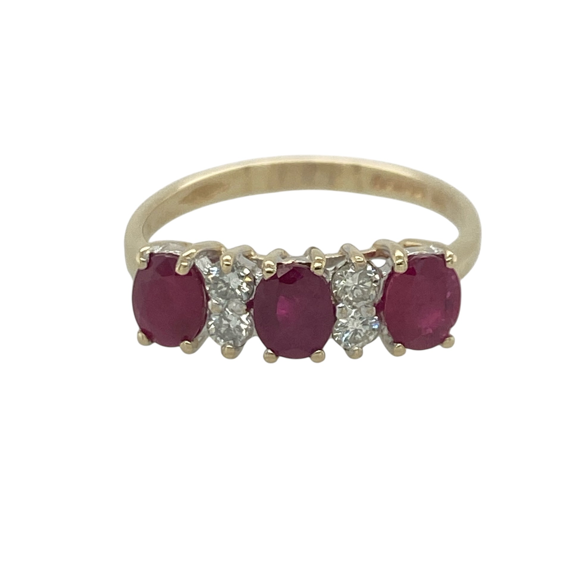 9ct Gold Diamond & Ruby Band Ring