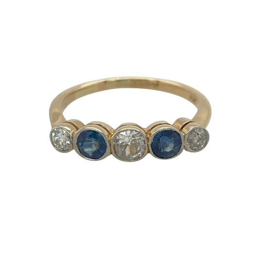 18ct Gold Diamond & Sapphire Band Ring