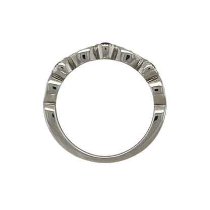 9ct White Gold Diamond & Sapphire Band Ring