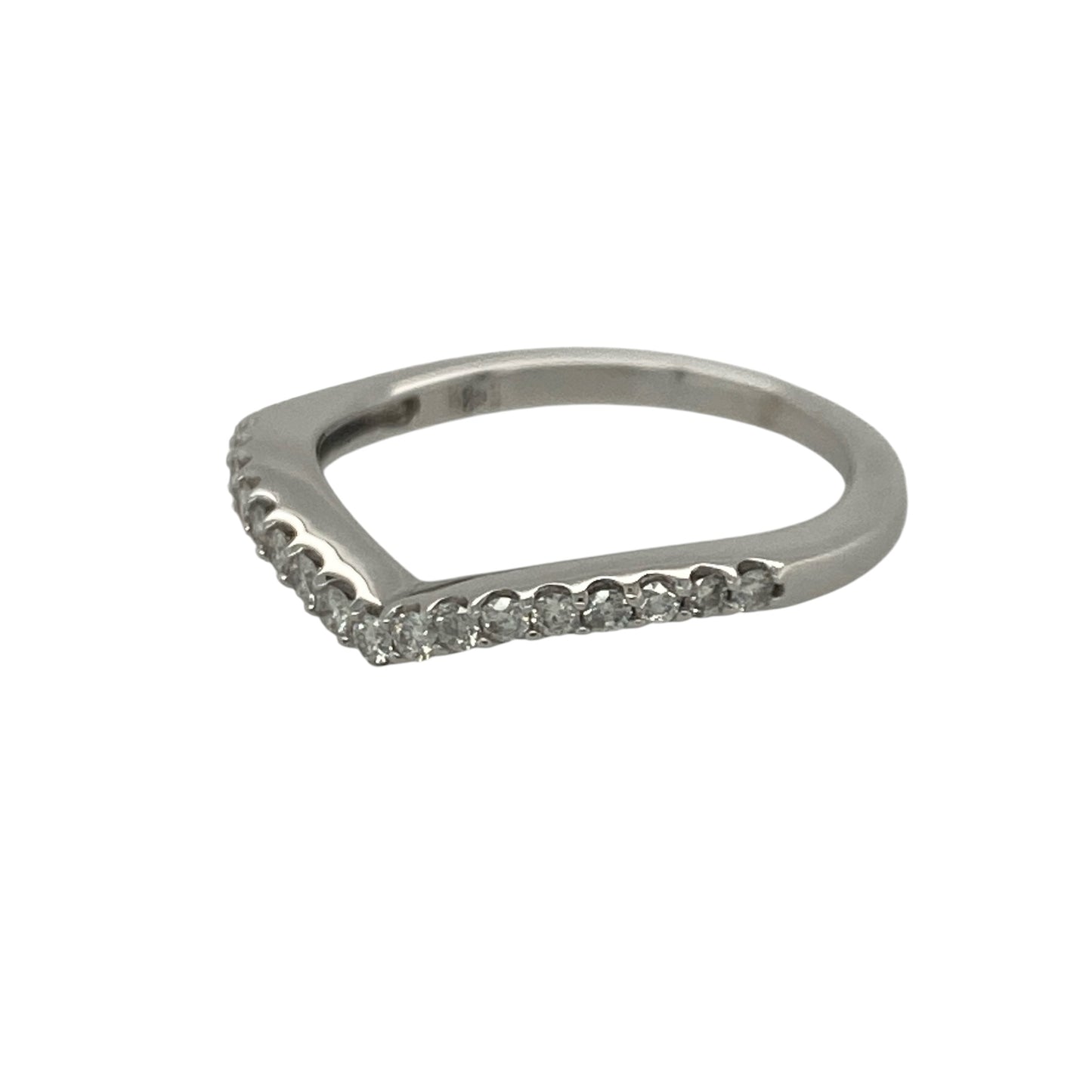 Add delicate sparkle and timeless elegance to your jewellery collection with this pre-owned 18ct white gold diamond wishbone ring, featuring a graceful shaped design with refined everyday appeal—perfect for stacking, special occasions, or wearing alongside engagement and wedding rings.

Design: The ring features a classic wishbone silhouette with a slender 1mm wide band, beautifully accented with sparkling diamonds totalling approximately 0.15ct.