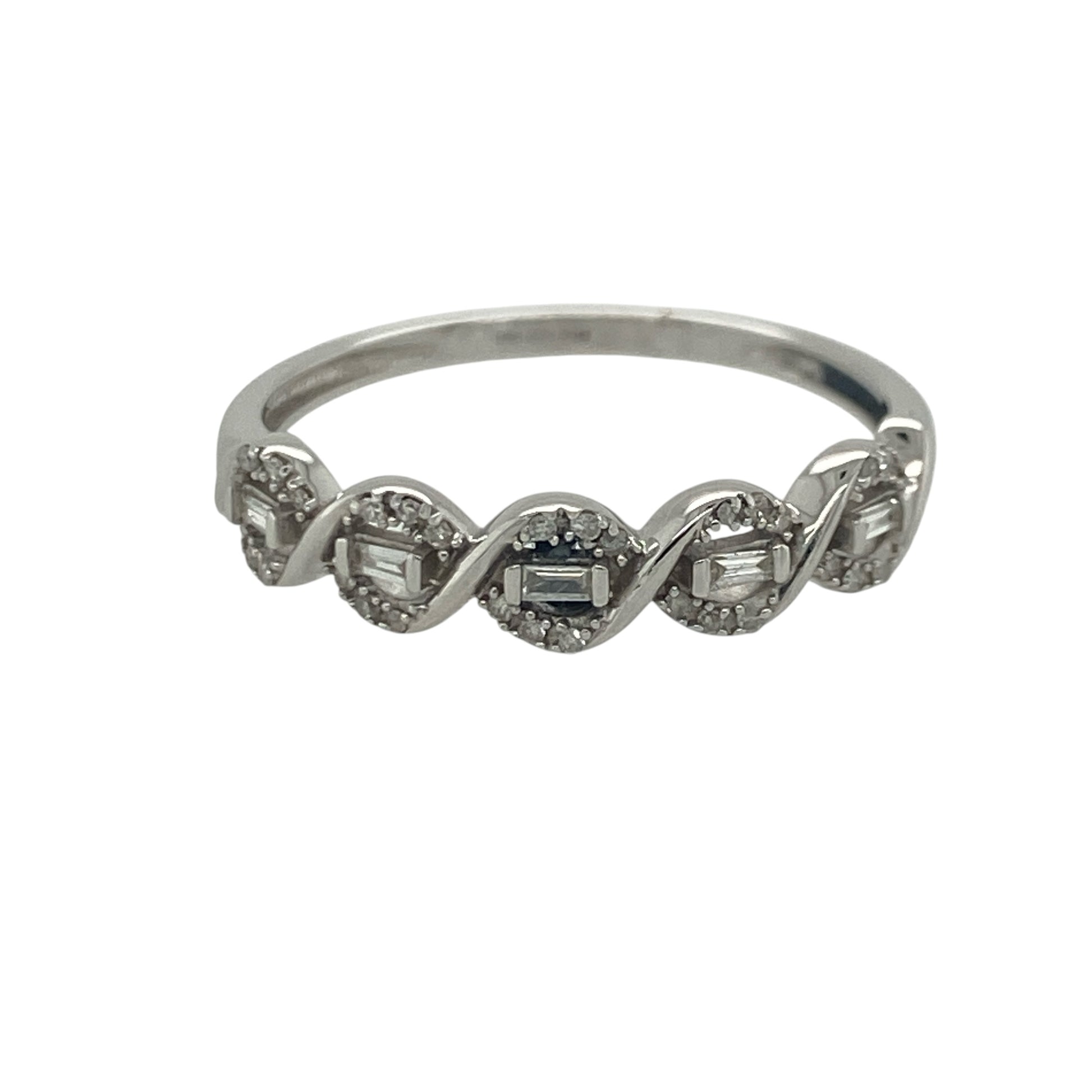 9ct White Gold & Diamond Twist Band Ring