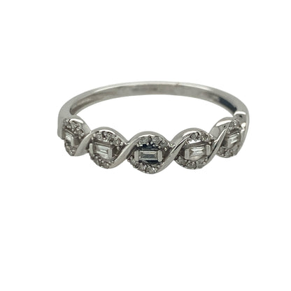 9ct White Gold & Diamond Twist Band Ring