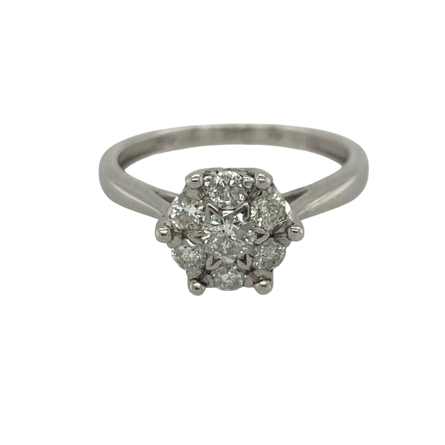 9ct White Gold & Diamond Cluster Ring