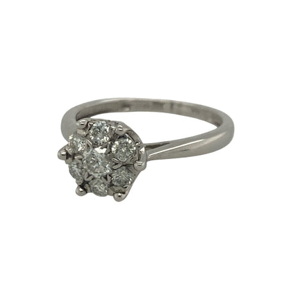 Add exceptional sparkle and timeless elegance to your jewellery collection with this pre-owned 9ct white gold diamond cluster ring, featuring a dazzling multi-stone design with luxurious everyday appeal—perfect for special occasions, gifting, or sophisticated daily wear.

Design: The ring showcases a stunning diamond cluster measuring approximately 8mm in diameter, creating an impressive focal point with remarkable brilliance.