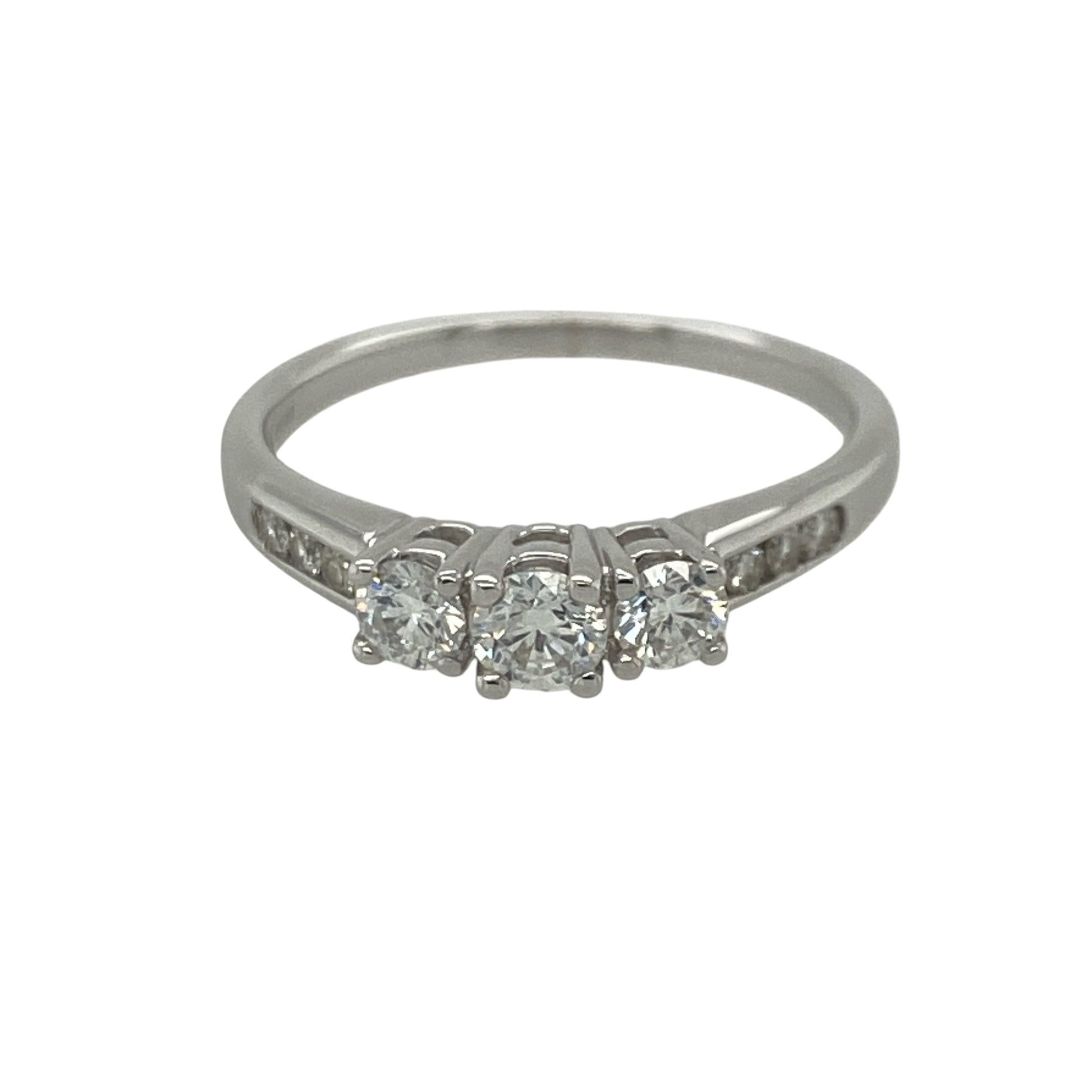 9ct White Gold & Diamond Trilogy Ring