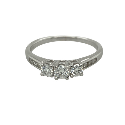 9ct White Gold & Diamond Trilogy Ring