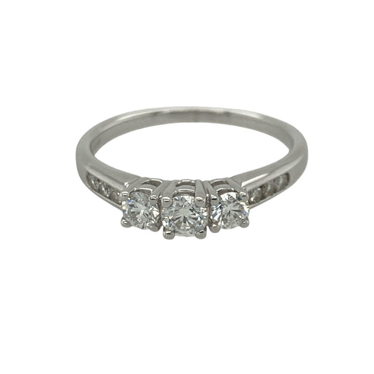 9ct White Gold & Diamond Trilogy Ring