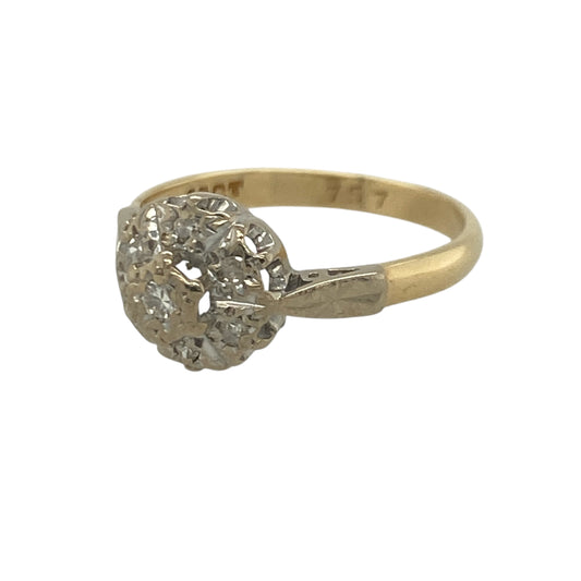 Add timeless sparkle and elegant sophistication to your jewellery collection with this pre-owned 18ct gold diamond cluster ring, featuring a classic multi-stone design with enduring appeal—perfect for special occasions, gifting, or luxurious everyday wear.

Design: The ring showcases a beautiful diamond cluster arrangement measuring approximately 8mm high at the front, creating a striking focal point with eye-catching brilliance and timeless style.