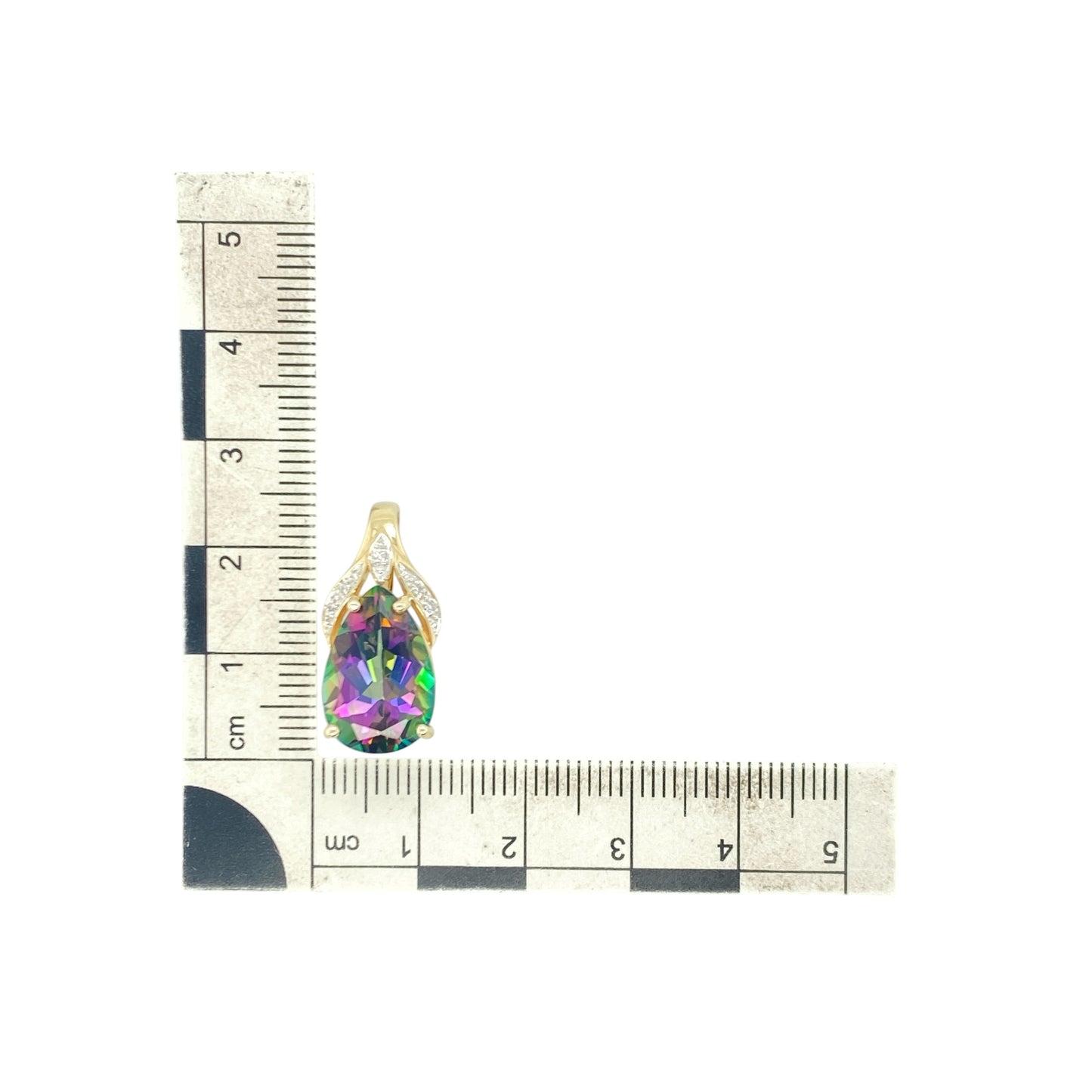 9ct Gold Diamond & Mystic Topaz Teardrop Pendant