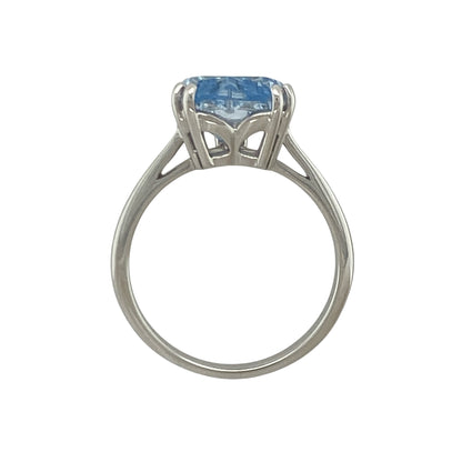 14ct White Gold & Blue Stone Heart Ring