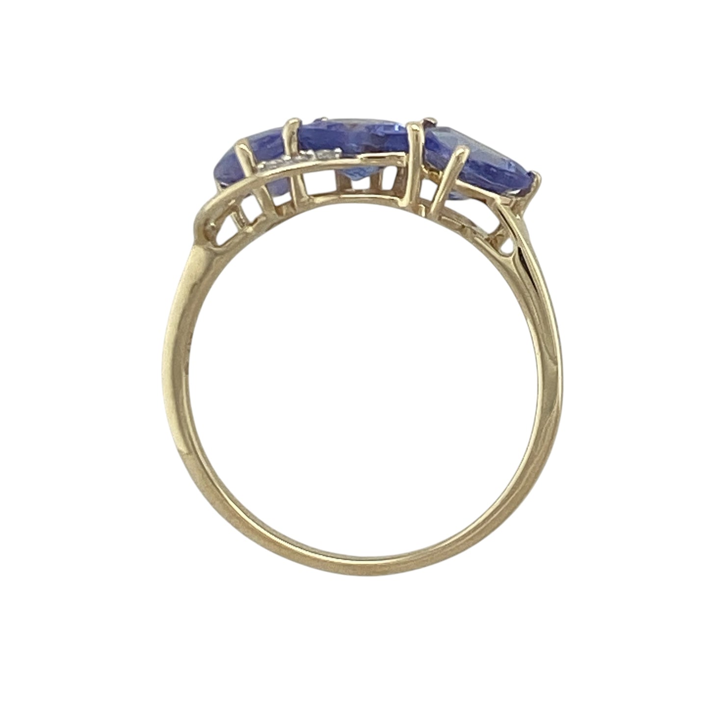 9ct Gold Tanzanite & Cubic Zirconia Trilogy Ring