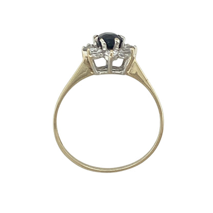 9ct Gold Sapphire & Cubic Zirconia Cluster Ring