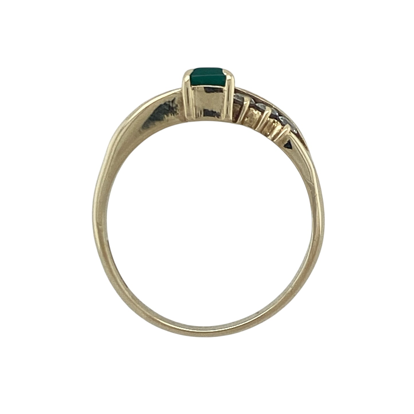 9ct Gold Green Stone & Cubic Zirconia Ring