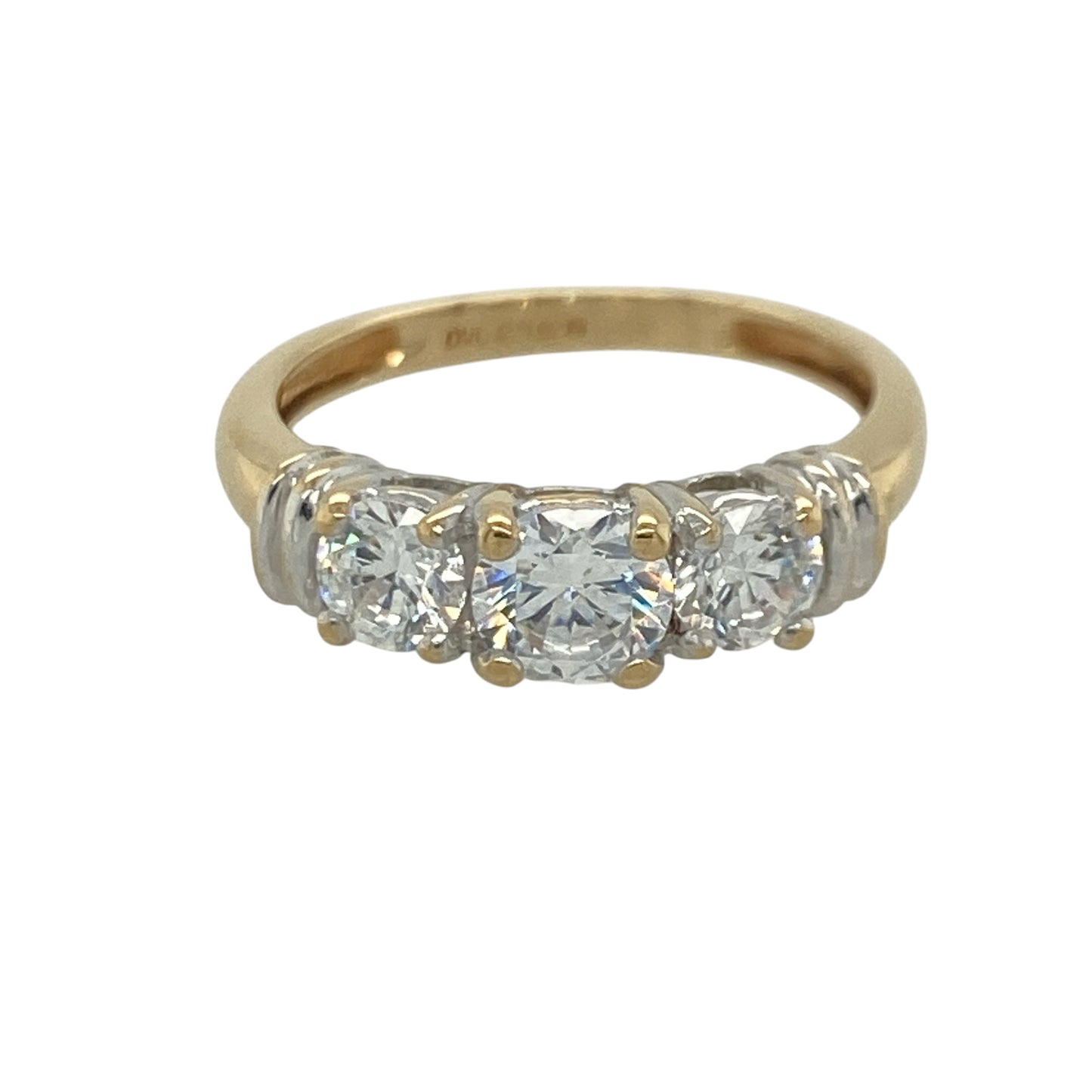 18ct Gold & Cubic Zirconia Trilogy Ring
