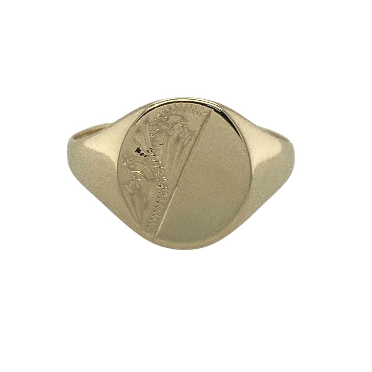 9ct Gold Patterned Oval Signet Ring