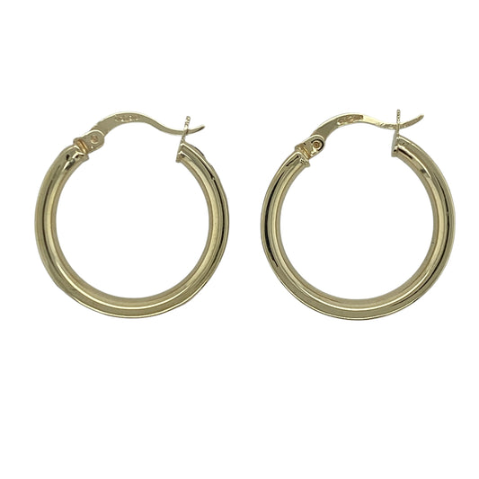9ct Gold & Cubic Zirconia Hoop Creole Earrings