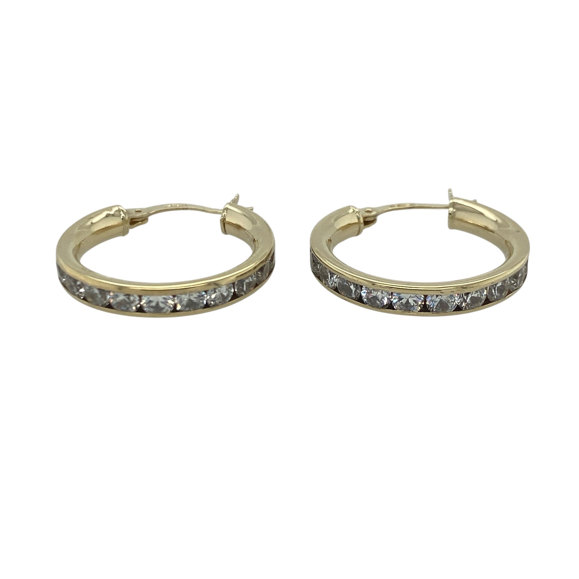 Add timeless sparkle and elegant style to your jewellery collection with these pre-owned 9ct yellow gold cubic zirconia hoop creole earrings, featuring a classic design with glamorous everyday appeal—perfect for special occasions, gifting, or effortless daily wear.

Design: The earrings feature a stylish hoop creole design accented with sparkling cubic zirconia stones, creating a beautiful display of light and brilliance.