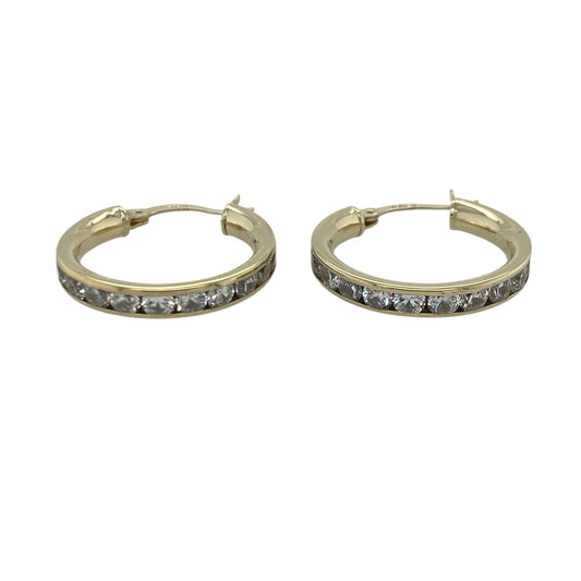 Add timeless sparkle and elegant style to your jewellery collection with these pre-owned 9ct yellow gold cubic zirconia hoop creole earrings, featuring a classic design with glamorous everyday appeal—perfect for special occasions, gifting, or effortless daily wear.

Design: The earrings feature a stylish hoop creole design accented with sparkling cubic zirconia stones, creating a beautiful display of light and brilliance.
