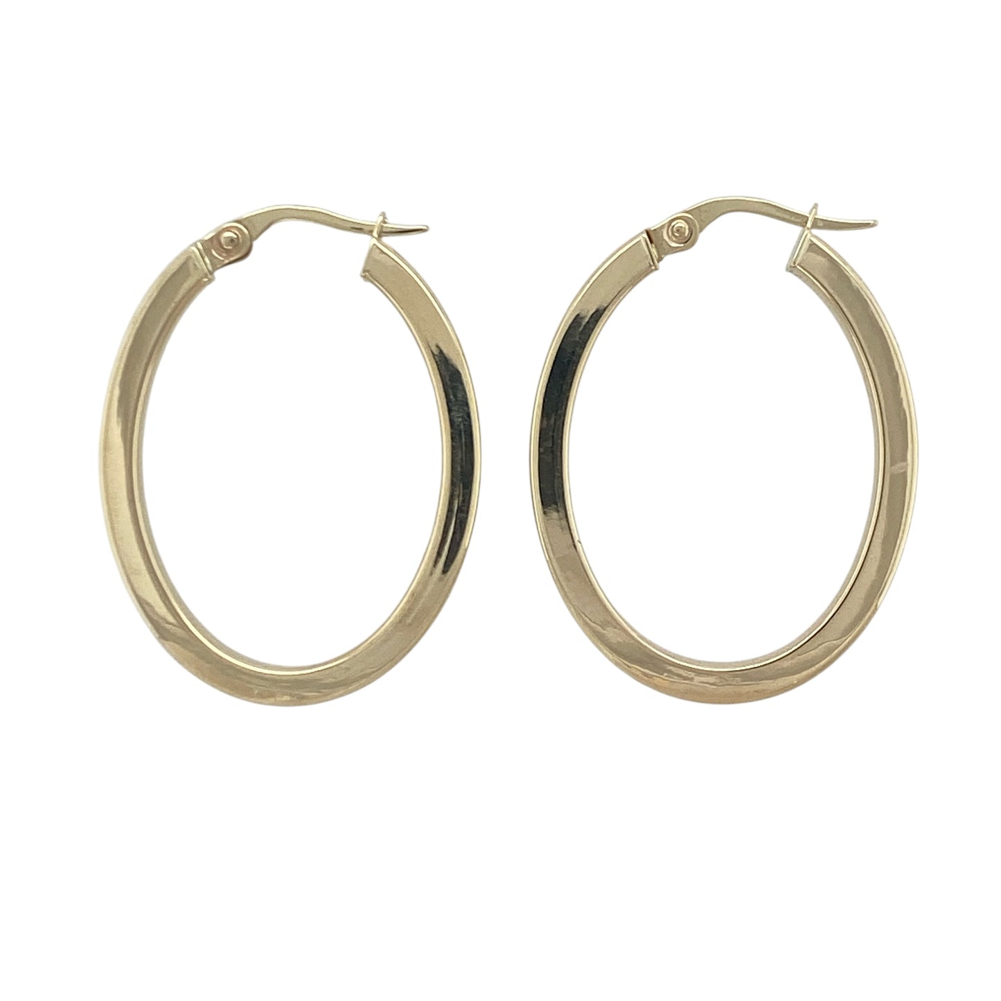 9ct Gold Plain Oval Creole Earrings