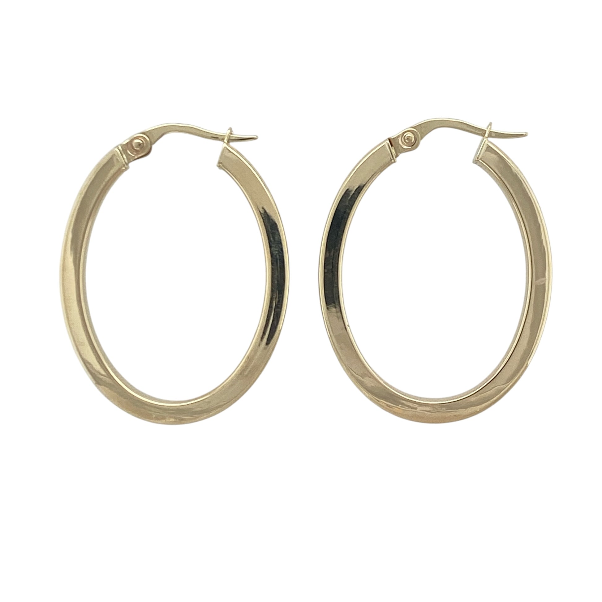 9ct Gold Plain Oval Creole Earrings
