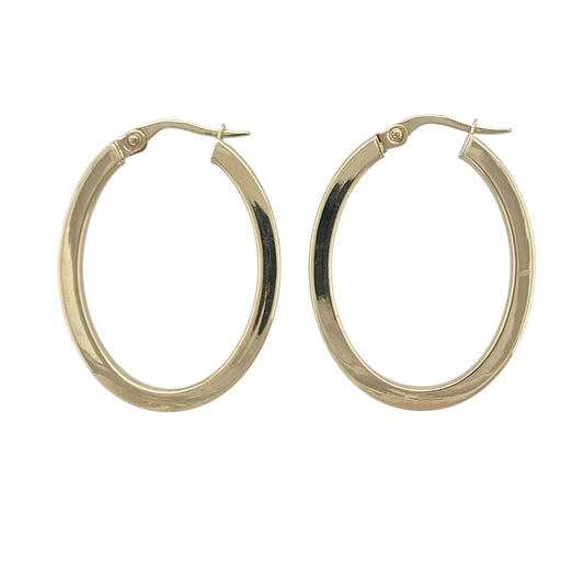 9ct Gold Plain Oval Creole Earrings