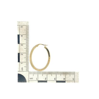9ct Gold Plain Oval Creole Earrings