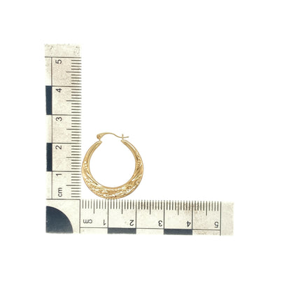 9ct Gold Patterned Hoop Creole Earrings