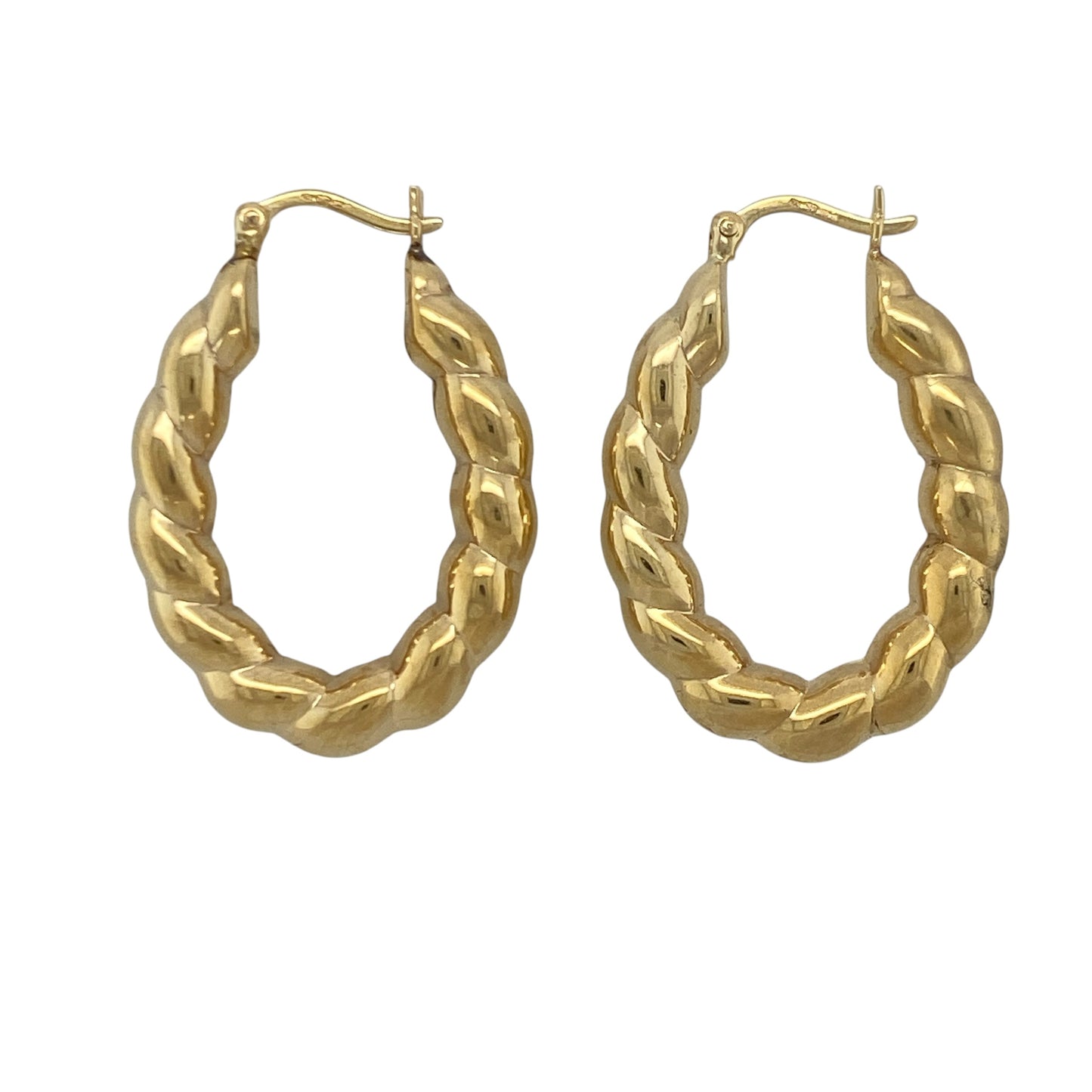 9ct Gold Twisted Oval Creole Earrings