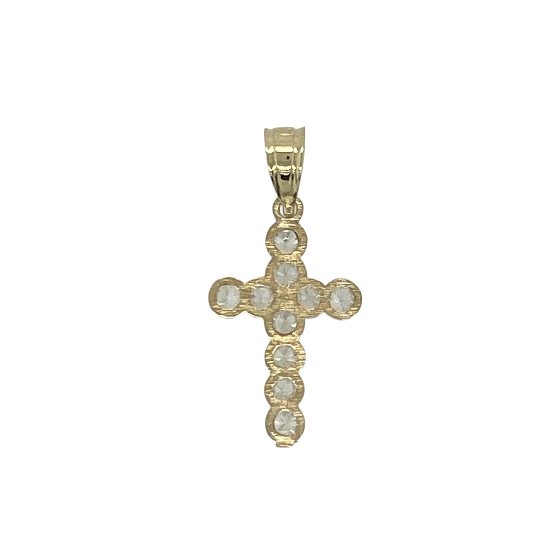 Add a touch of meaningful sparkle to your jewellery collection with this pre-owned 9ct yellow gold cubic zirconia cross pendant, featuring a classic faith-inspired design with elegant everyday appeal—perfect for gifting, special occasions, or daily wear.

Design: The pendant features a delicate cross design accented with sparkling cubic zirconia stones, creating a timeless and elegant look with beautiful light-catching brilliance. Its compact size makes it ideal for everyday wear.