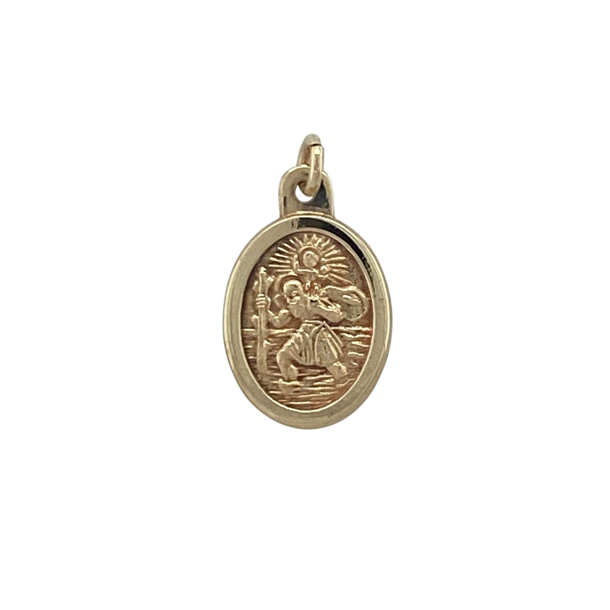 9ct Gold Oval St Christopher Pendant