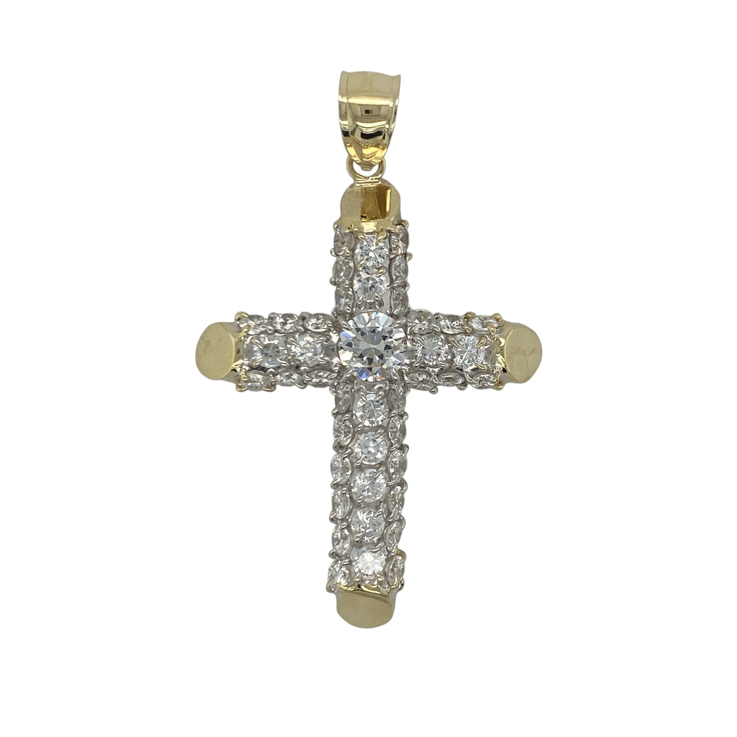9ct Gold & Cubic Zirconia Large Cross Pendant
