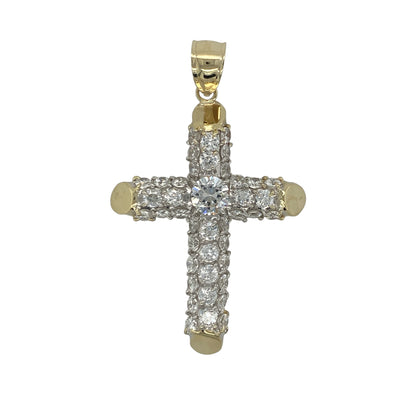 9ct Gold & Cubic Zirconia Large Cross Pendant
